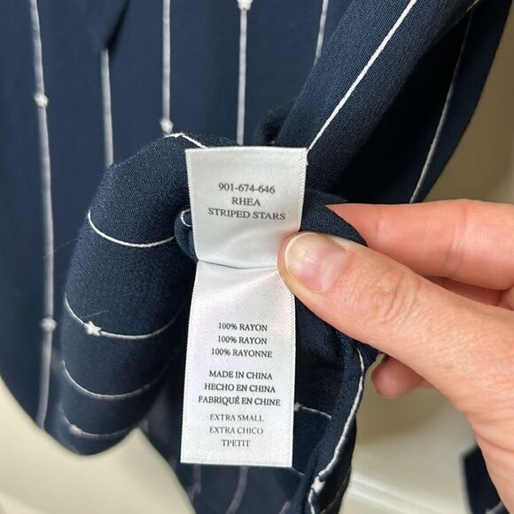 Rails - "Rhea" Stars and Stripes Necktie Blouse - Size XS, Navy Blue, White - Picture 13 of 13